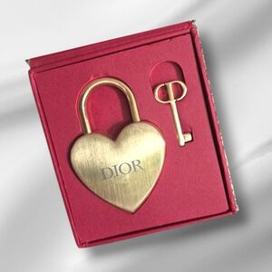 SALE PRICE ENDS 12/13 - Christian Dior Gold Heart Lock and Key Set